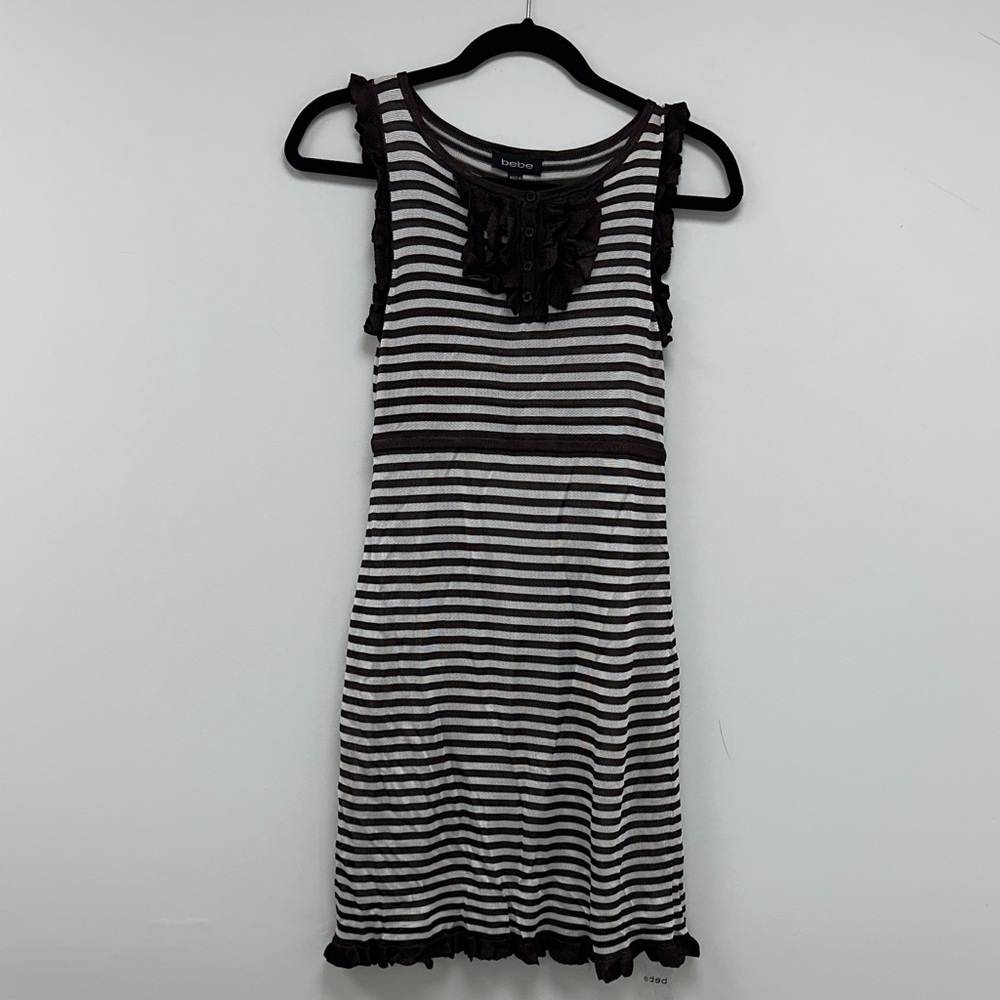 Bébé new Chocolate and Cream Striped Mini Dress